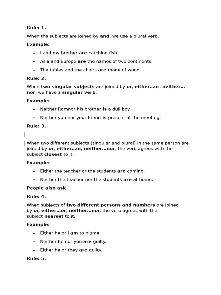 Subject Verb Agreement G-5 | PDF | Grammatical Number | Subject (Grammar)