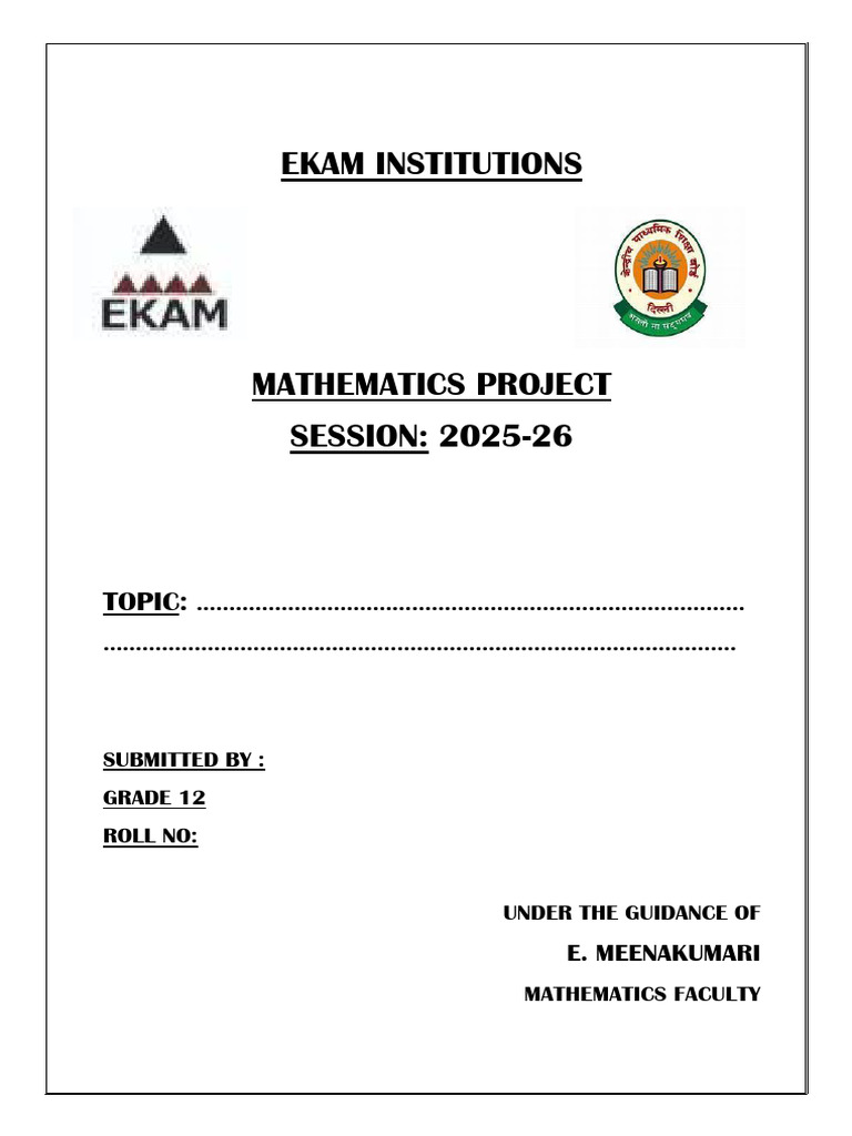 Grade 12 Mathematics Project 2025-26 | PDF
