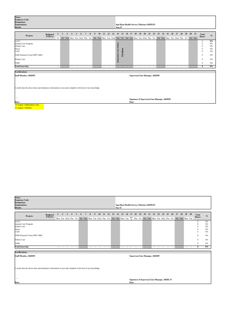 F4he Timesheet Aug Sept Oct 2025 | PDF