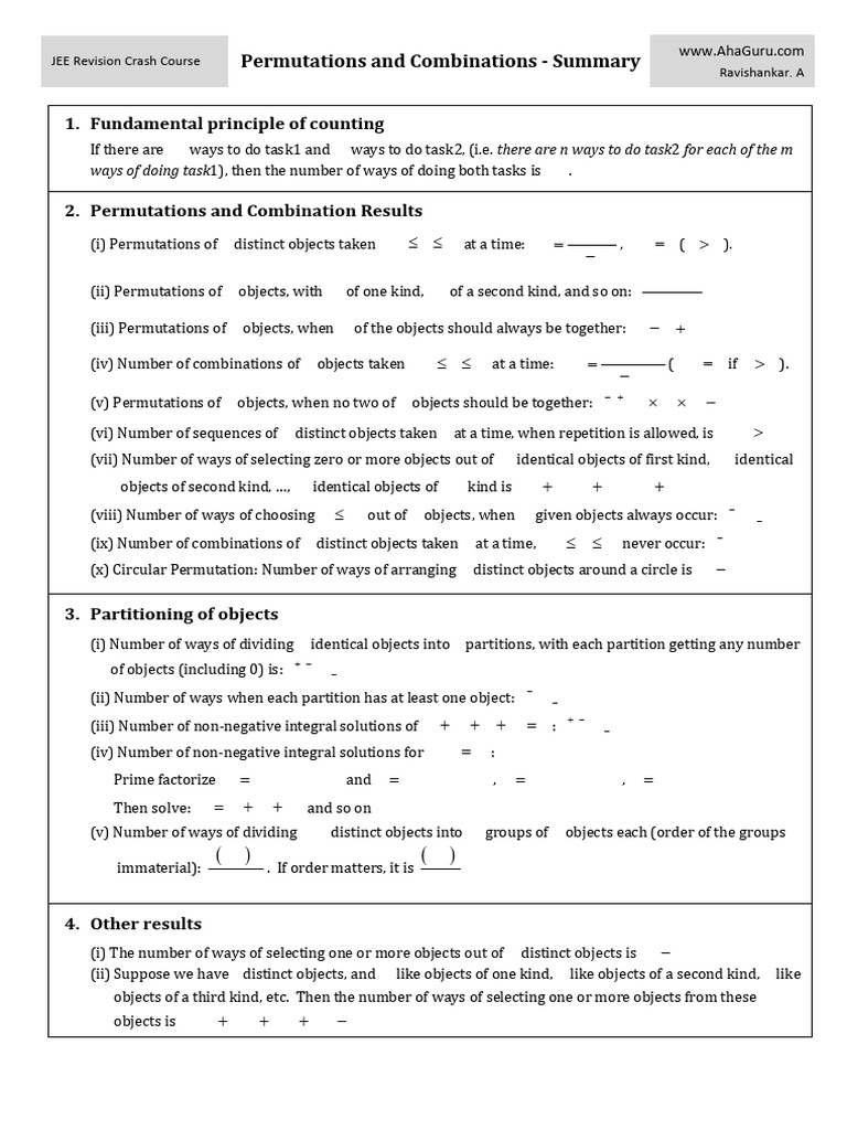 JEE Permutations & Combinations Guide | PDF | Mathematics | Discrete ...