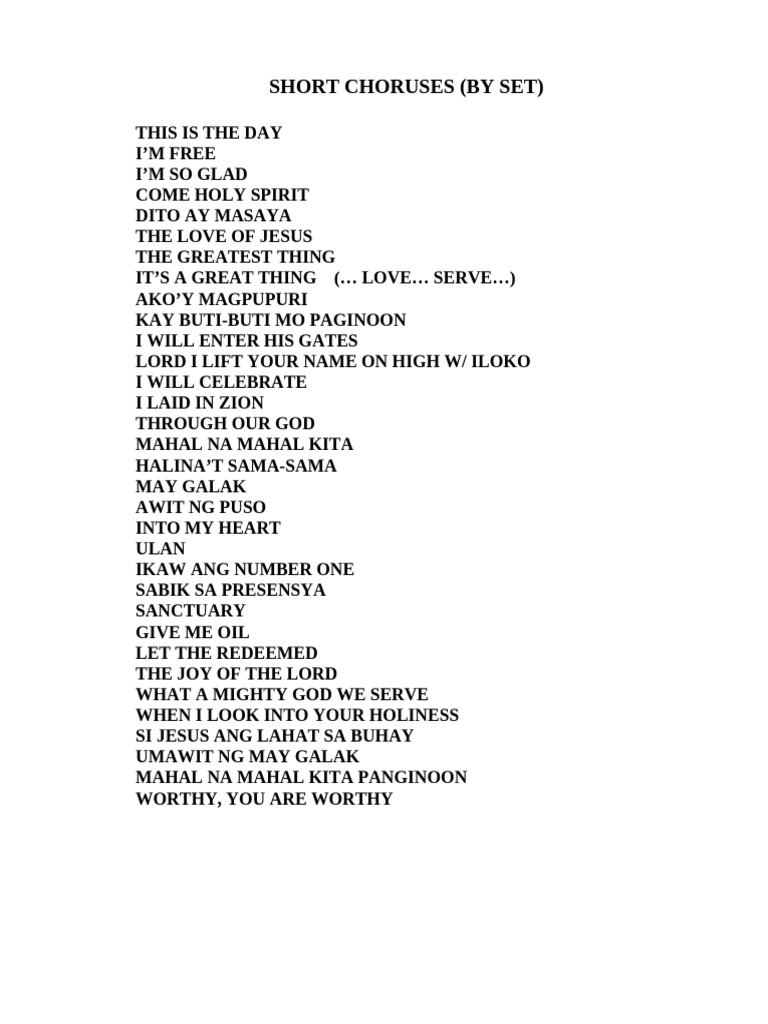 Worship Songs and Choruses Collection | PDF | Glory (Religion) | Faith