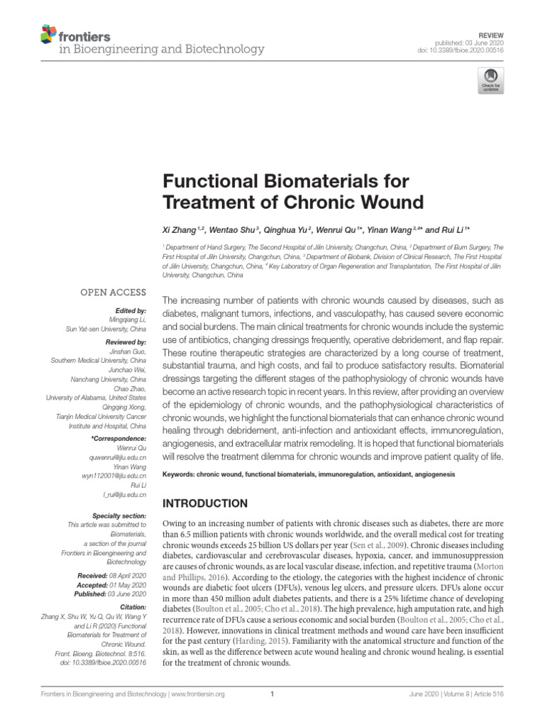 Functional Biomaterials for Chronic Wounds | PDF | Wound | Wound Healing