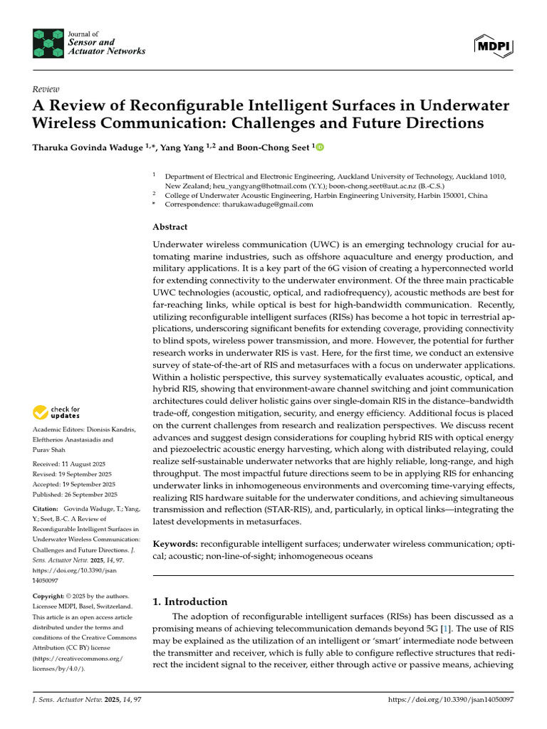 A Review of Reconfigurable Intelligent Surfaces in | PDF | Reflection ...