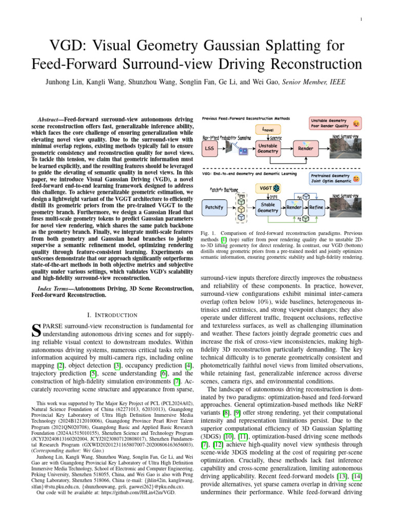 VGD Visual Geometry Gaussian Splatting For | PDF