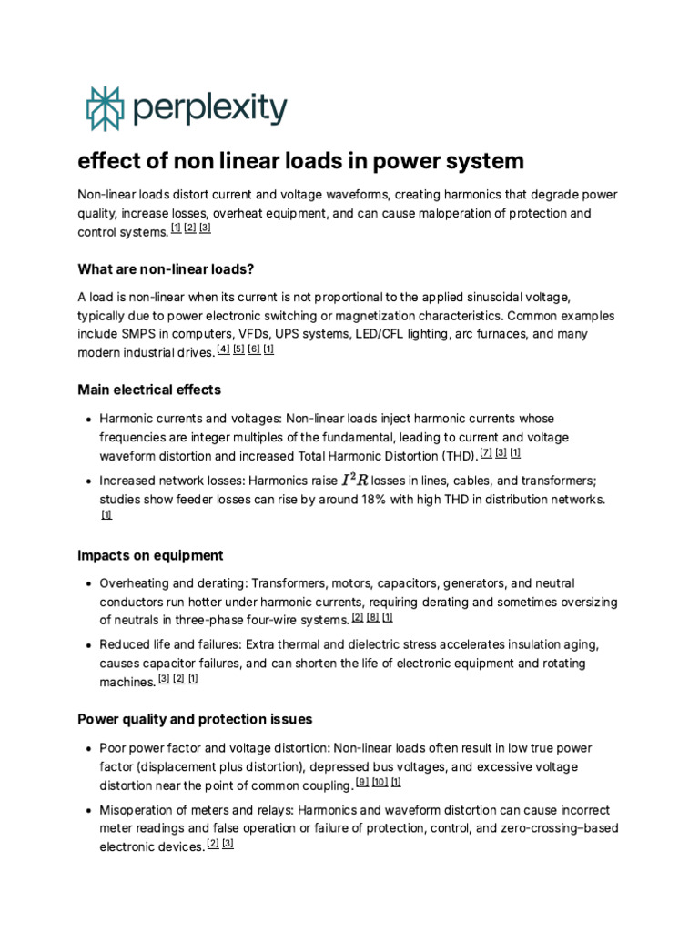 Effect of Non Linear Loads in Power System | PDF | Electric Power ...