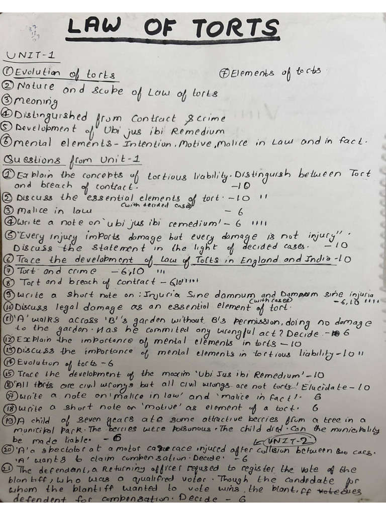 Torts Notes | PDF