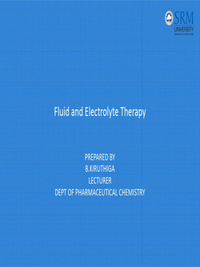 Fluid and Electrolyte Therapy | PDF | Kidney | Homeostasis
