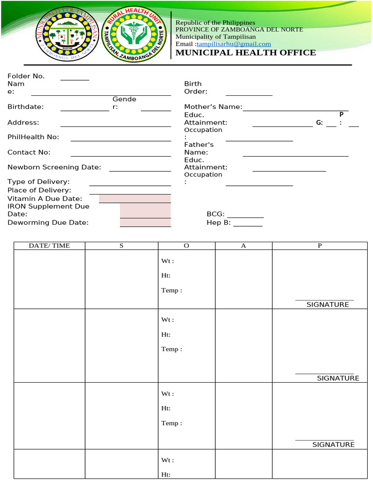 Tampilisan Municipal Health Records | PDF