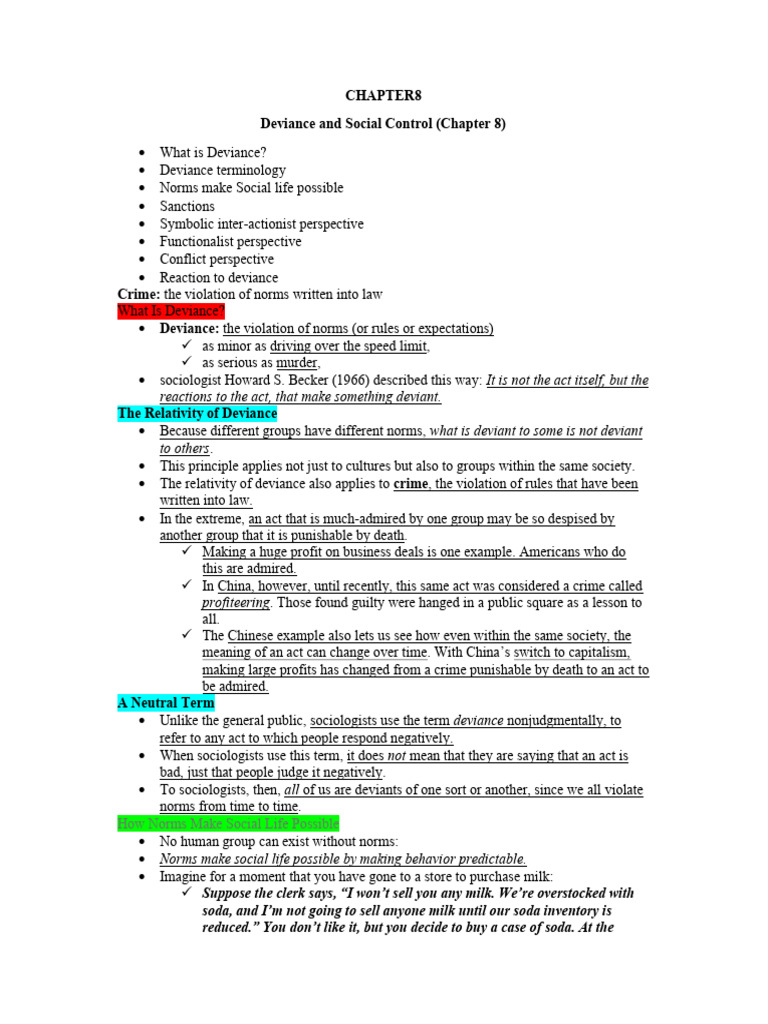 Understanding Deviance and Social Control | PDF | Deviance (Sociology ...