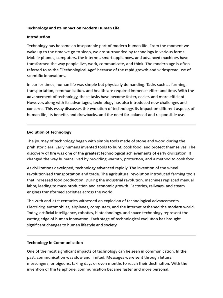 Impact of Technology on Modern Life | PDF | Transport | Sustainability