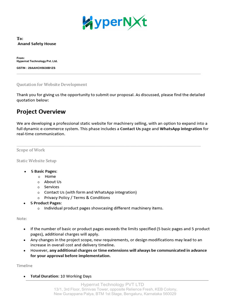 Website Development Quotation Proposal | PDF