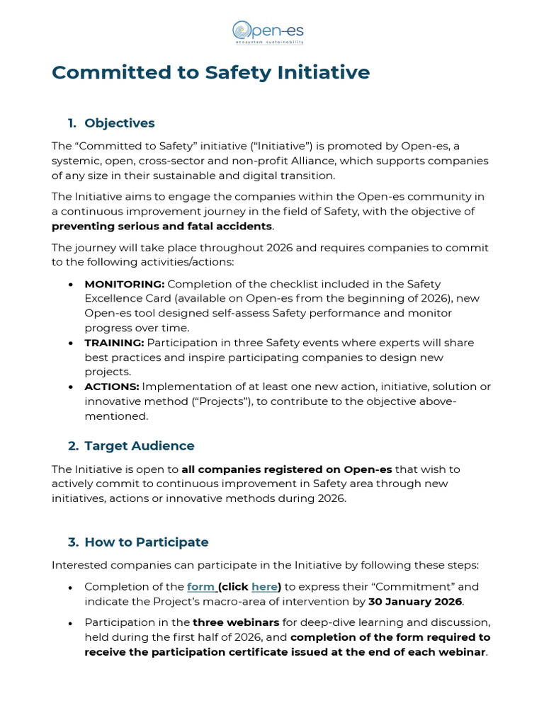 Committed to Safety Initiative 2026 | PDF | Safety | Business