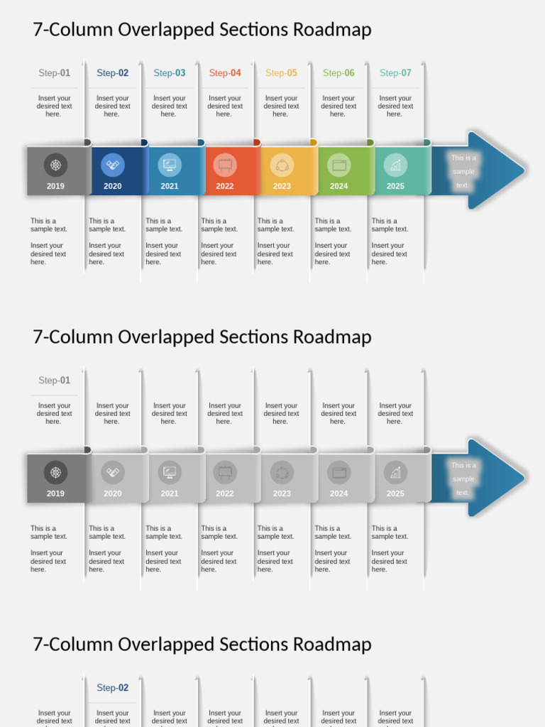 01 7 Column Overlapped Sections Roadmap Powerpoint Timeline 16x9 1 | PDF