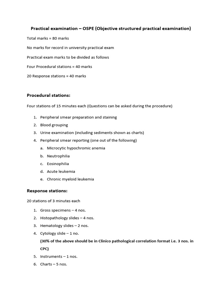 OSPE Practical Exam Structure and Details | PDF | Anemia | Anatomy