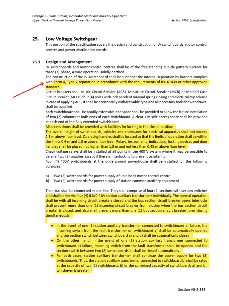 Low Voltage Switchgear Specifications | PDF | Fuse (Electrical) | Relay