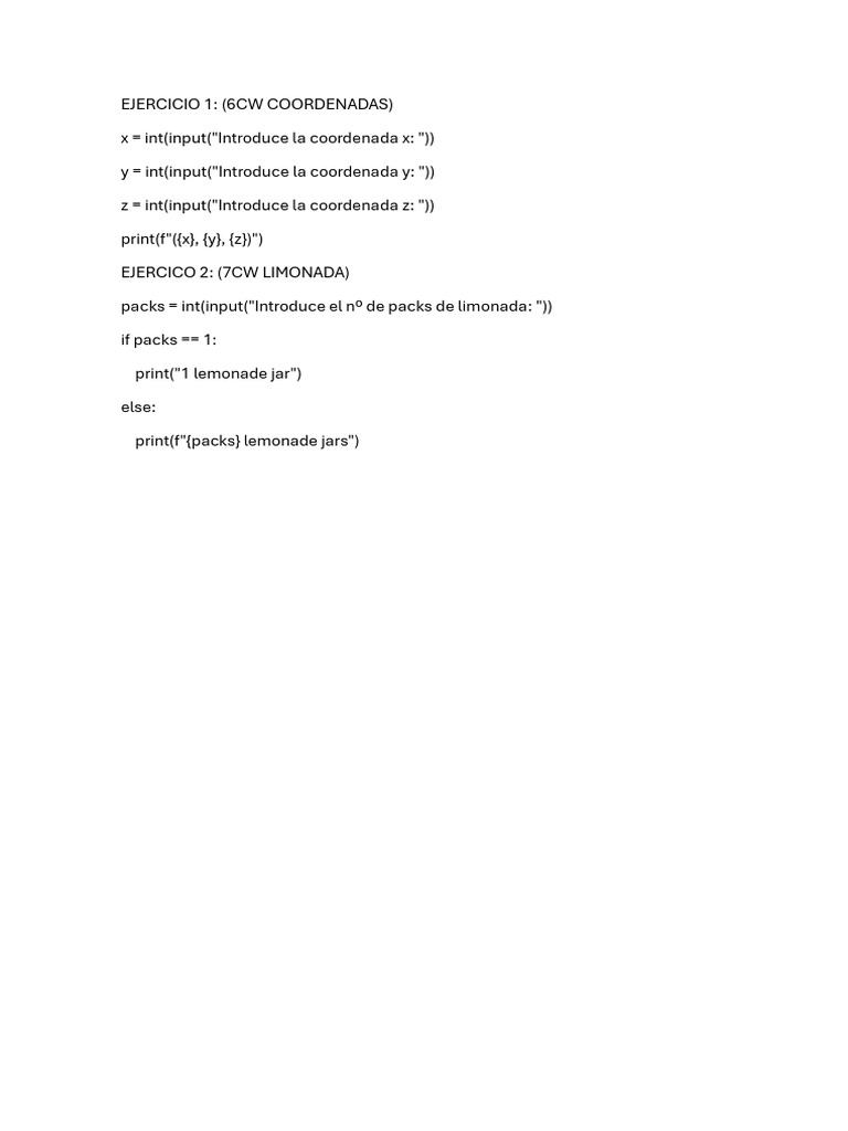 Ejercicios de Programación en Python | PDF