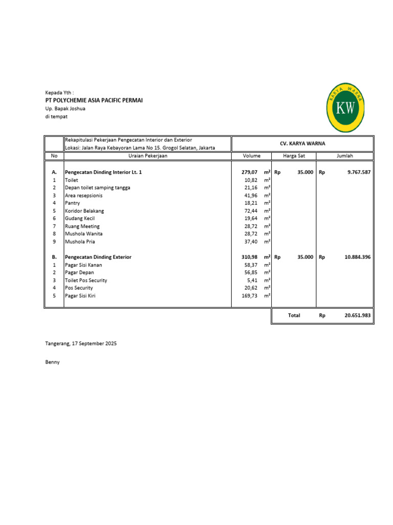 Rekapitulasi & Volume PT PAPP Kebayoran | PDF