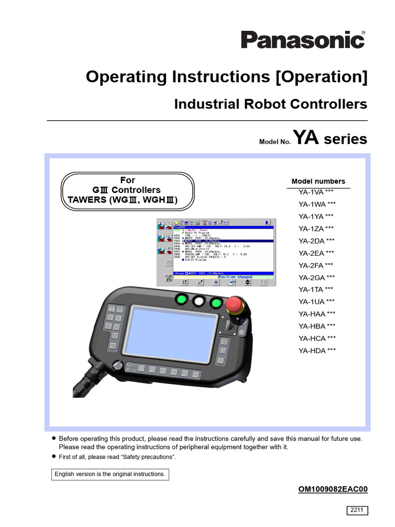Panasonic TAWERS G3 Controller Manual | PDF | Welding | Construction