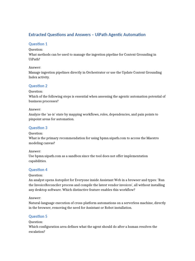 UiPath Agentic Automation QA | PDF