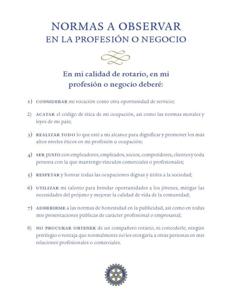 Normas A Observar en La Profesion o Negocio | PDF