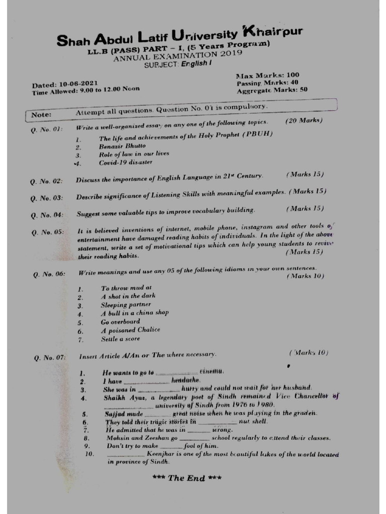 Past Papers | PDF
