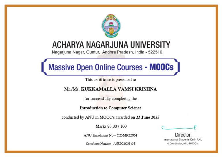 Introduction To Computer Science-Course Completion Certificate 54103 | PDF