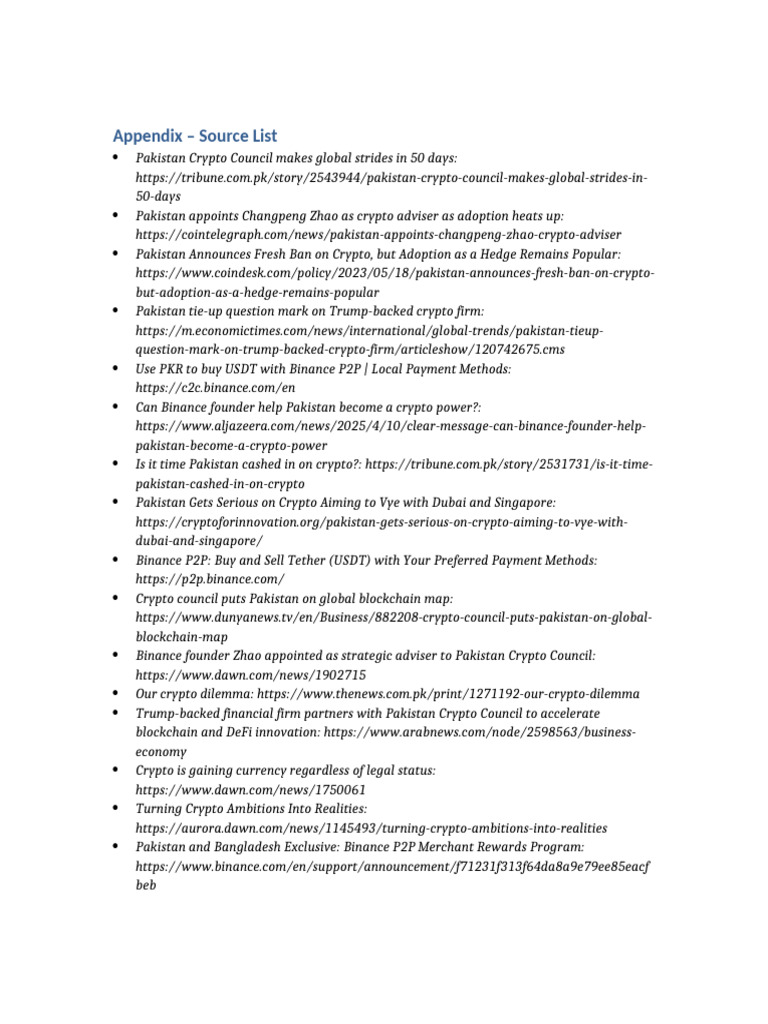 Appendix Sources | PDF | Cryptocurrency | Service Industries