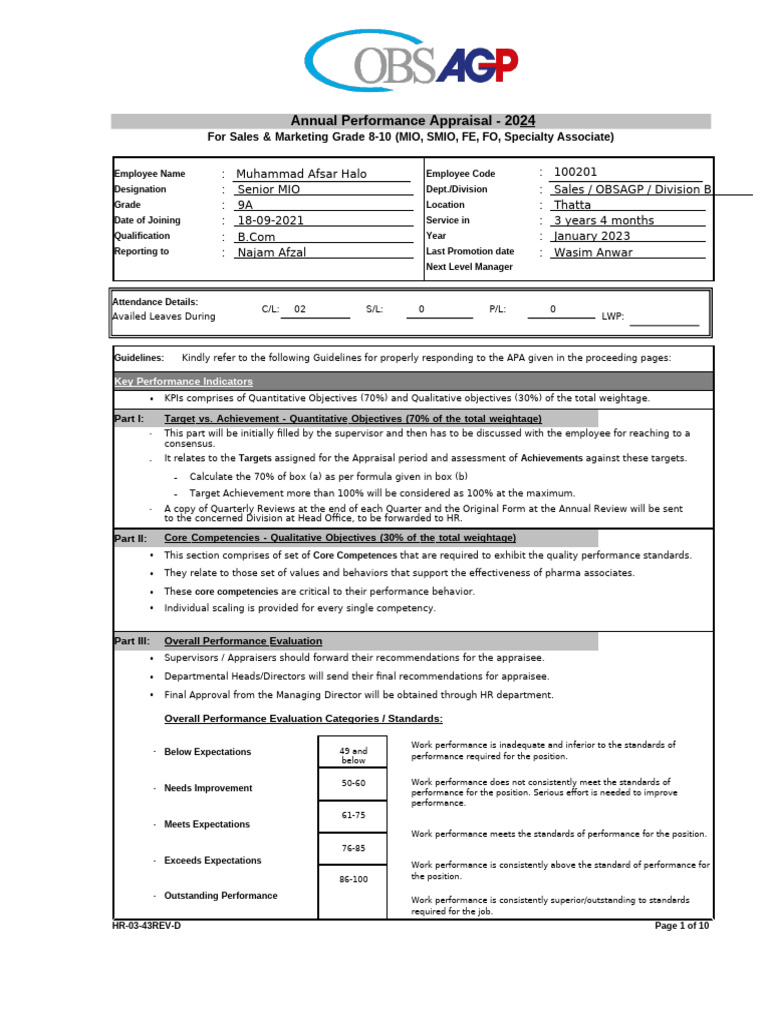 HR 03-43 Rev-D - Appraisal Form - Mio Smio Fe Fo Spe. Asst - Afsar ...
