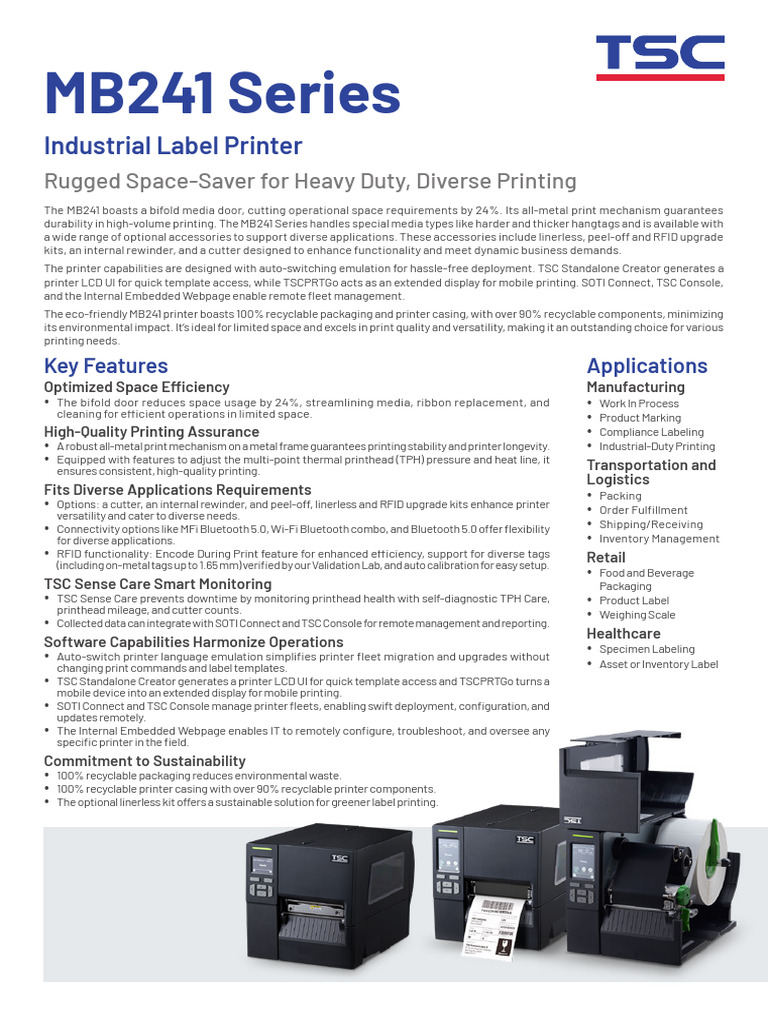 Rugged MB241 Industrial Label Printer | PDF | Printer (Computing ...