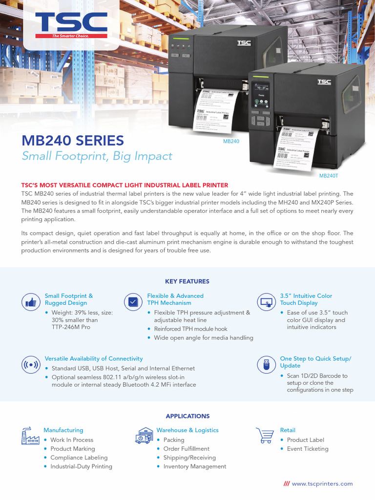 TSC MB240 Compact Label Printer | PDF | Printer (Computing) | Barcode