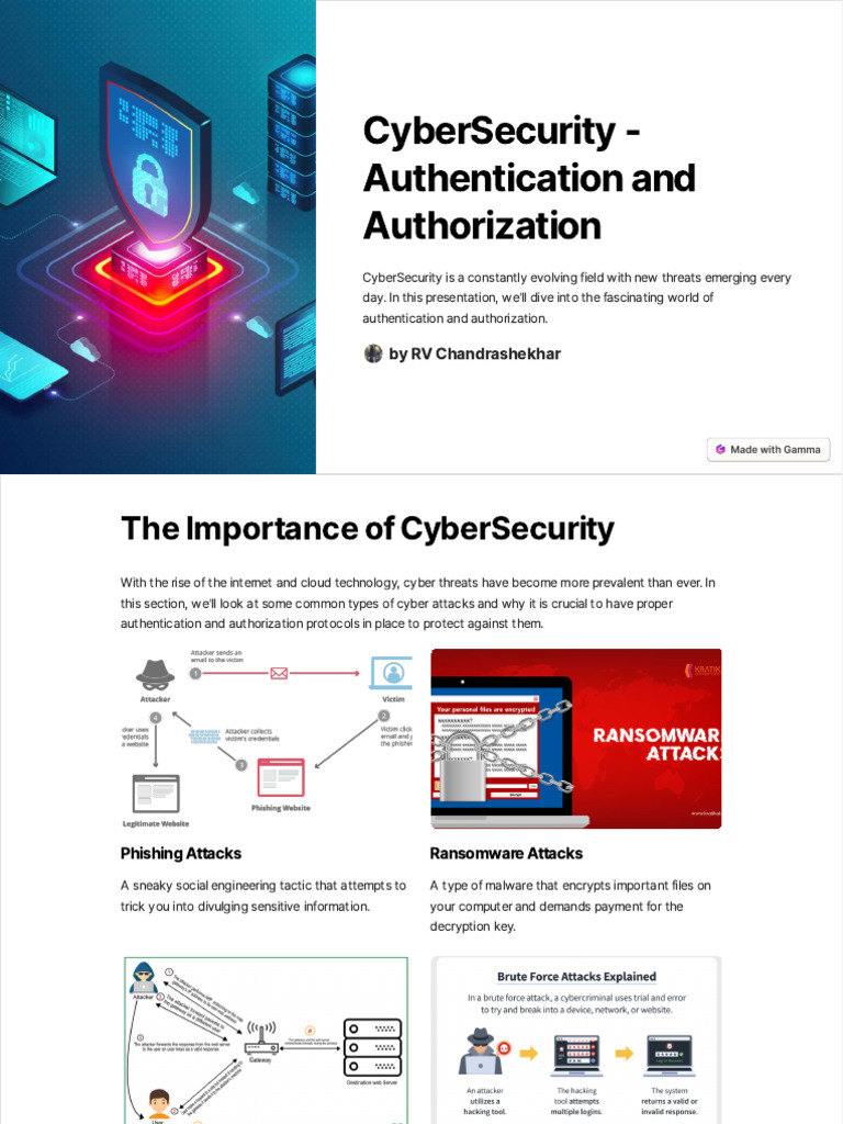 Cybersecurity: Authentication & Authorization | PDF | Authentication ...