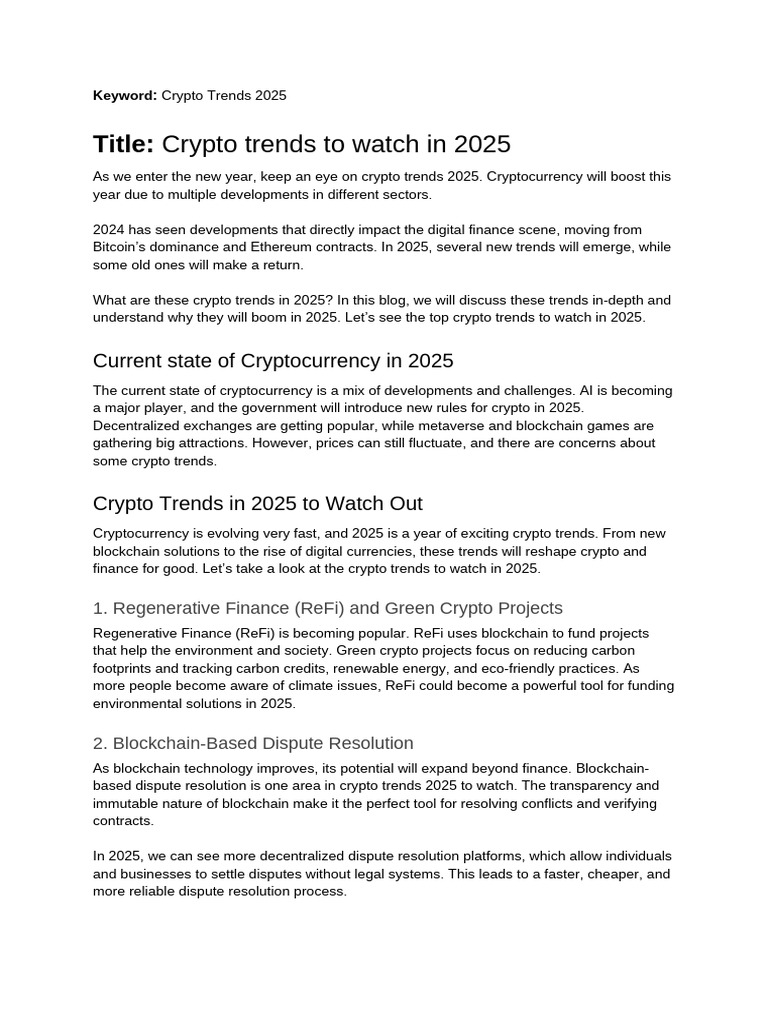 Allsyntex - Crypto Trends To Watch in 2025 | PDF