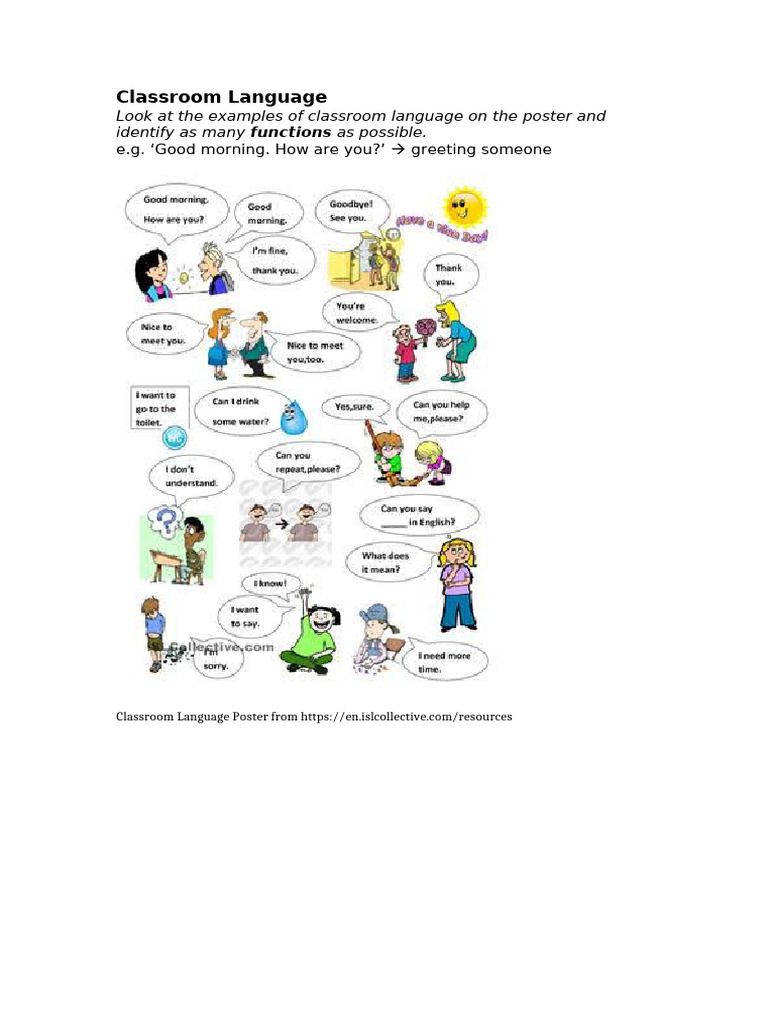 Classroom Language Functions Explained | PDF