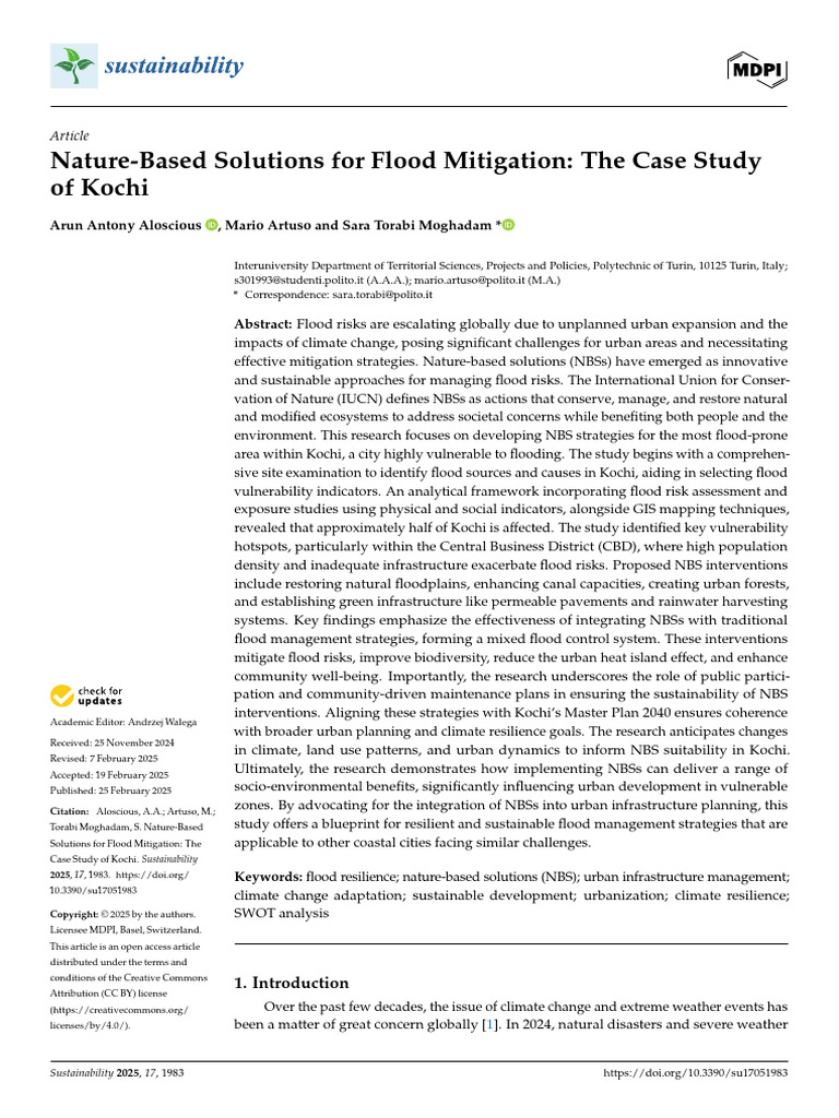 Nature-Based Flood Solutions in Kochi | PDF | Flood | Earth Sciences