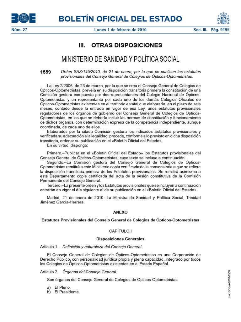 Boe A 2010 1559 | PDF | Presidentes de los Estados Unidos | Gobierno ...