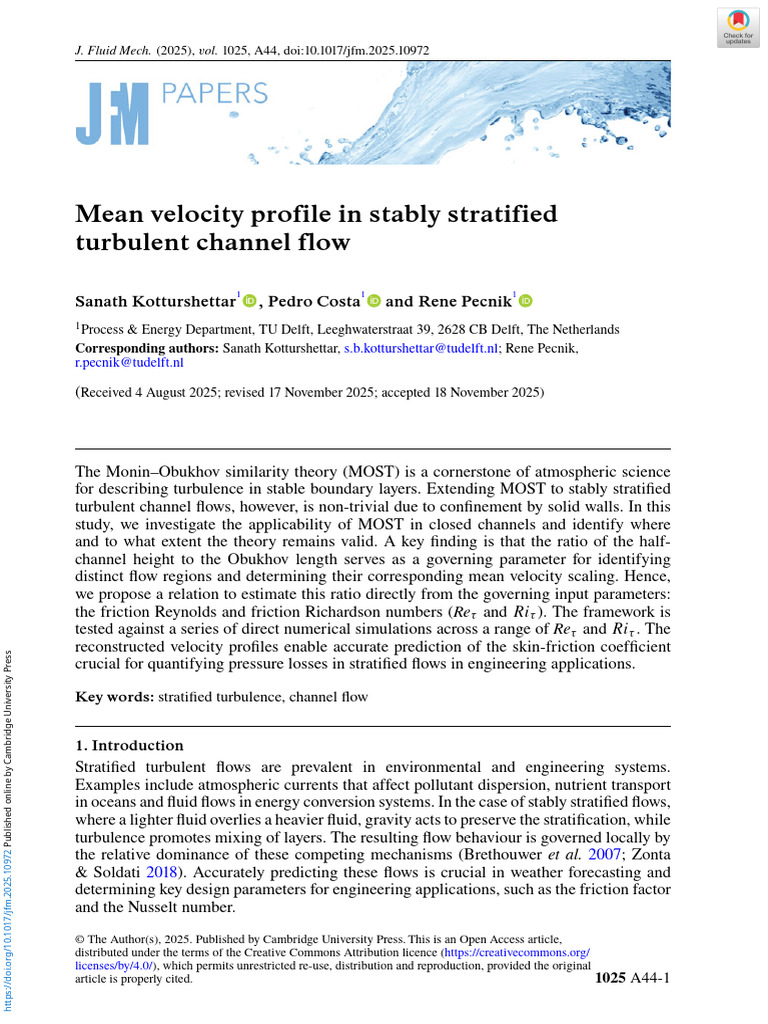Mean Velocity Profile in Stably Stratified Turbule | PDF | Turbulence ...