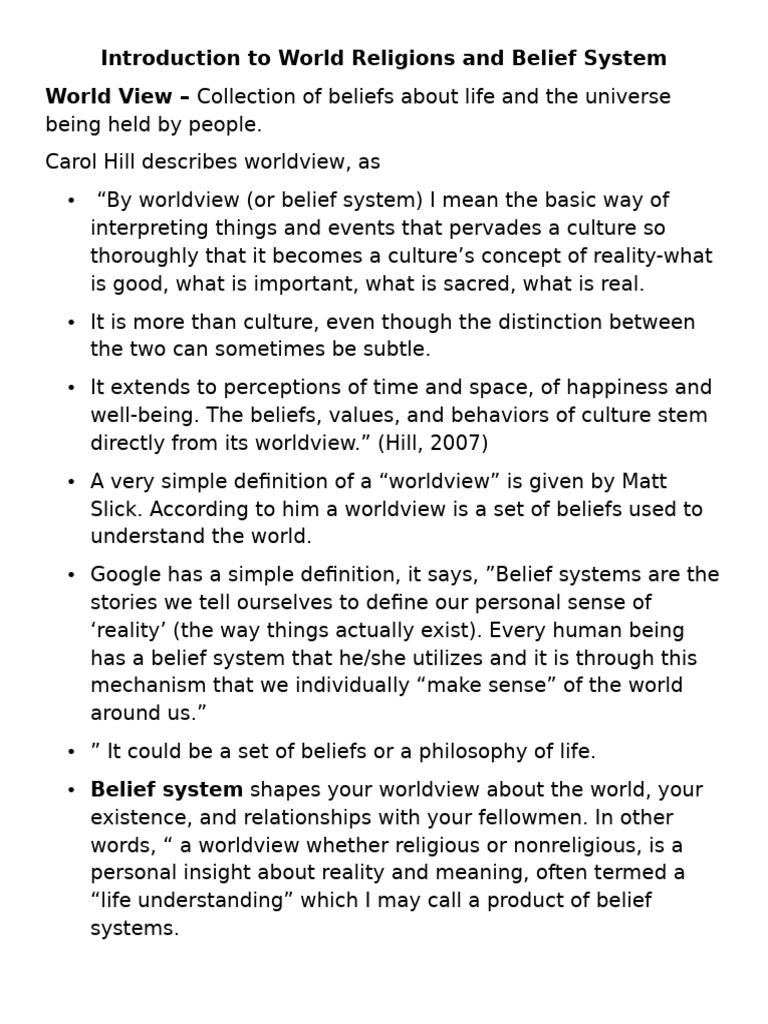 Introduction To World Religions and Belief Systems - Lecture Week1 ...