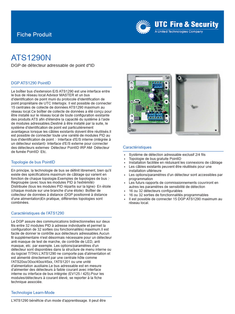 DGP ATS1290N : Détecteur PointID E/S | PDF | Interface (Informatique ...