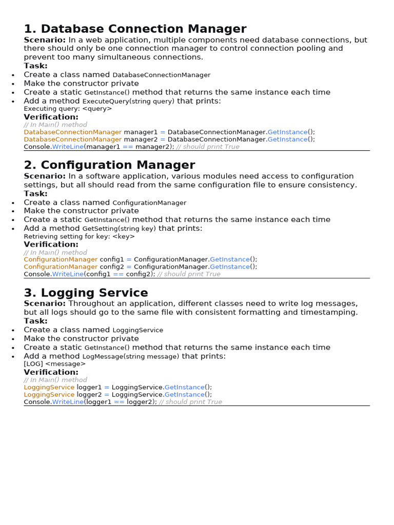 Singleton Design Pattern Examples | PDF | Cache (Computing) | Programming