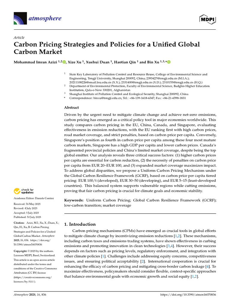 Global Carbon Pricing Strategies Analysis | PDF | Climate Change ...