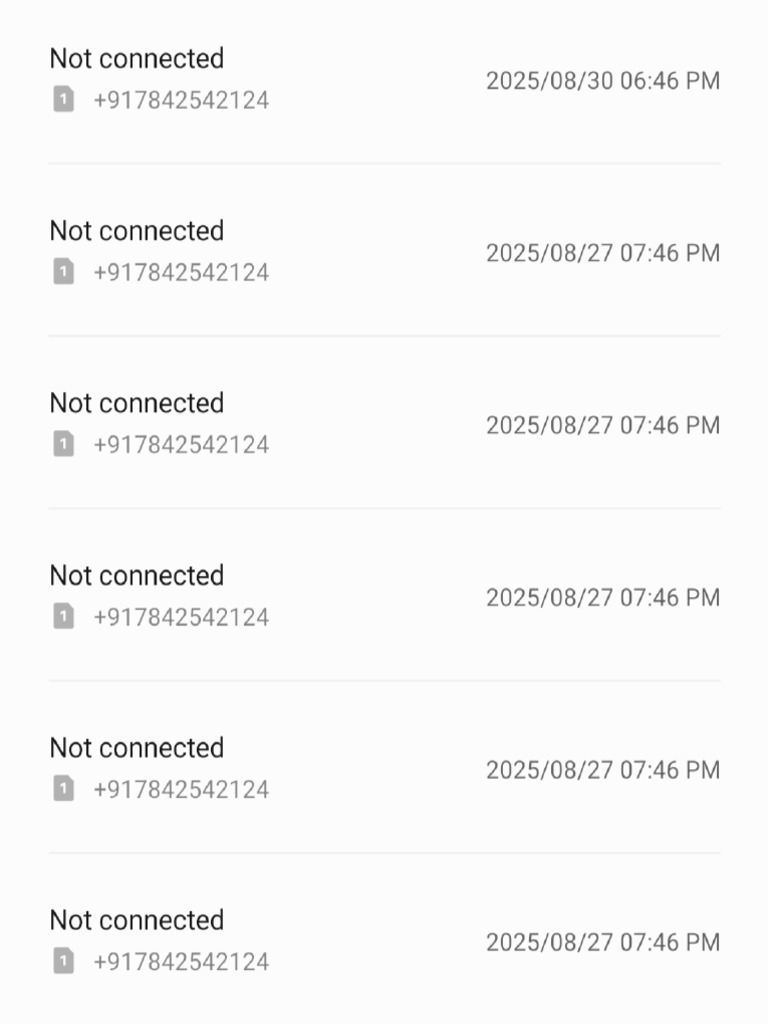 Call Log: Unconnected Numbers | PDF