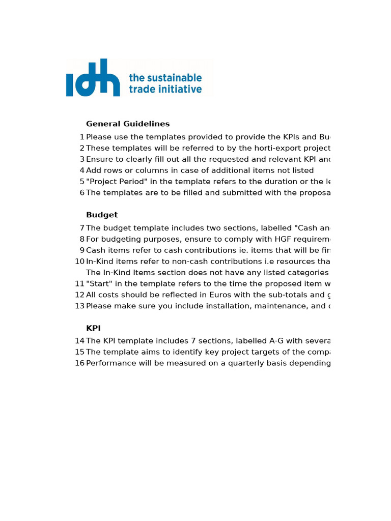 IDH Horti Export KPI Template FINAL 15062021 | PDF | Agriculture ...