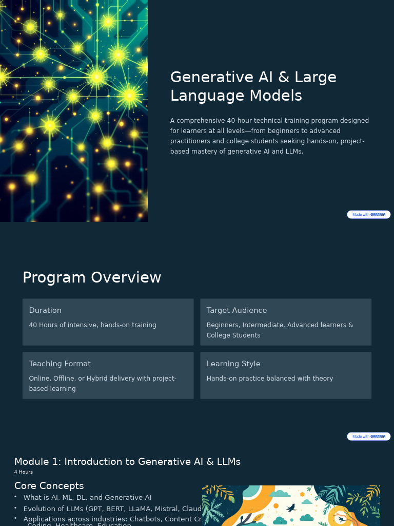 Generative AI & LLMs: 40-Hour Training | PDF | Artificial Intelligence ...