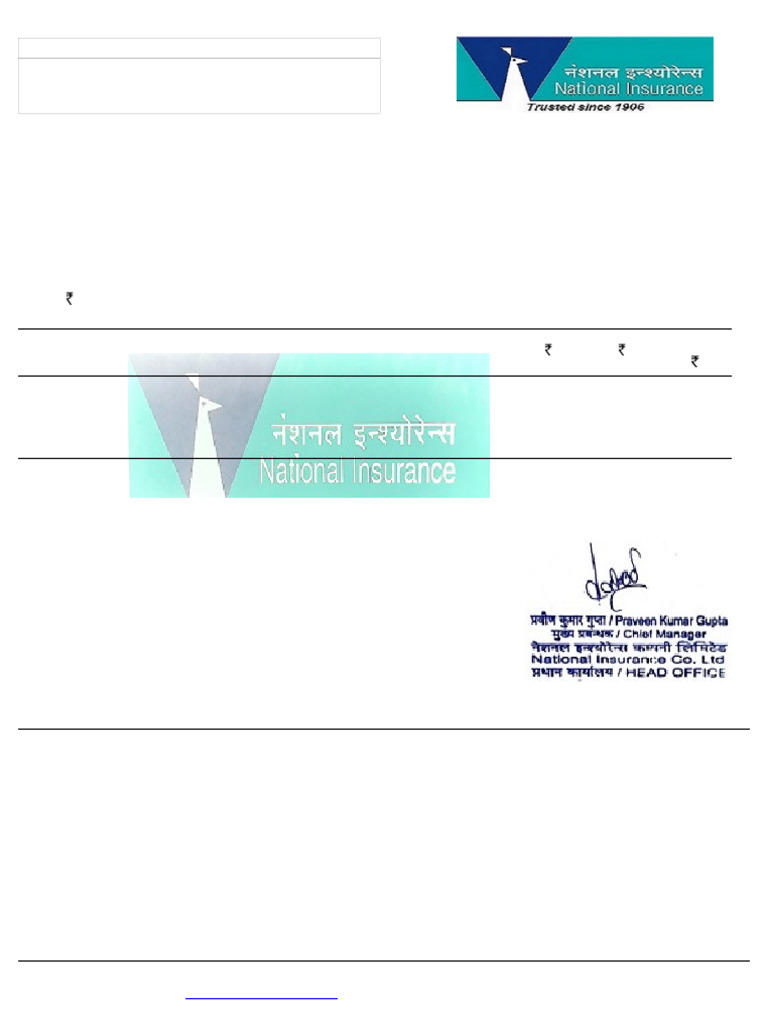 National Insurance Liability Policy Receipt | PDF | Financial Services