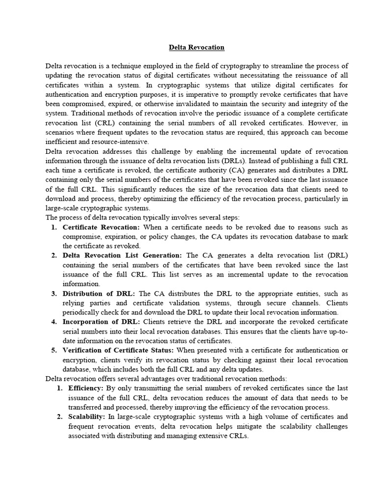 Understanding Delta Revocation in Cryptography | PDF | Public Key ...