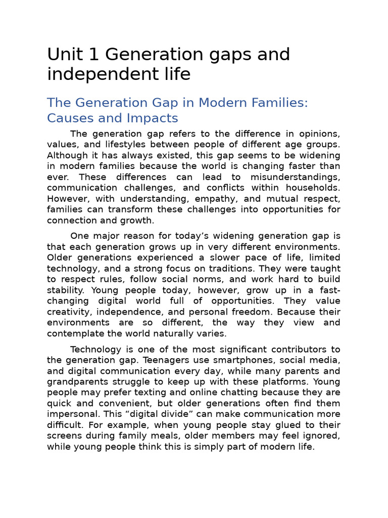 Bridging the Generation Gap in Families | PDF