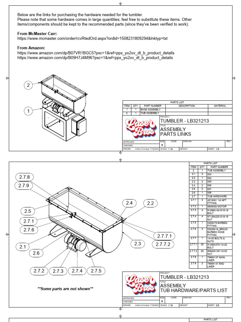 Tumbler Assembly Parts List Guide | PDF