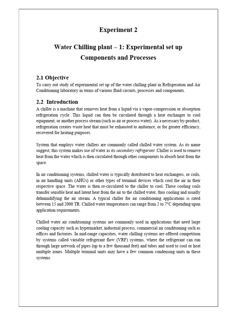 Water Chilling Plant Setup Overview | PDF | Air Conditioning | Heat ...