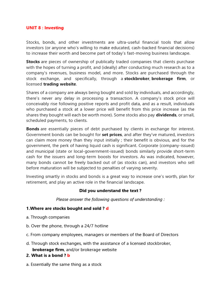 Mp2mf Finance and Investing | PDF | Stocks | Bonds (Finance)