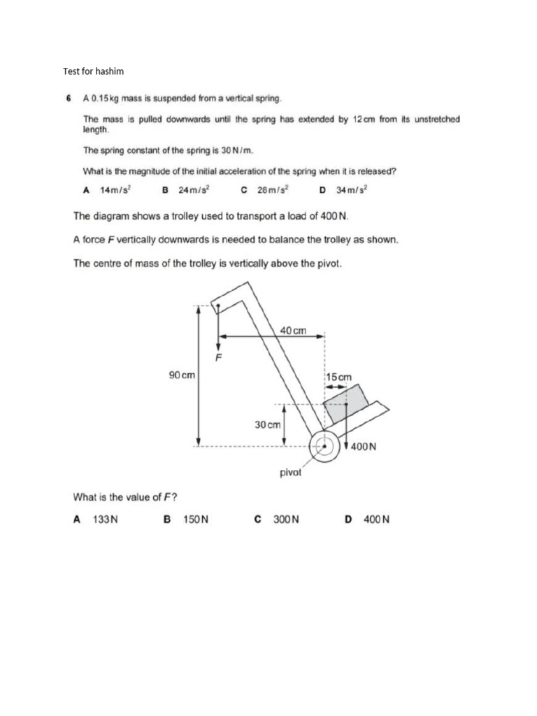 Test For Hashim | PDF